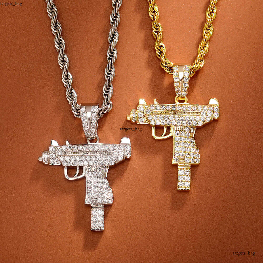 Men's Moissanite chain Inlaid Uzi Subhine Gun Pendant Hip-Hop Fashion Necklace Jewelry