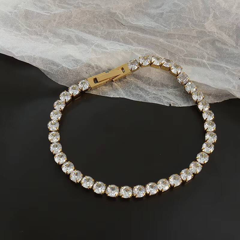 Tennis Bracelet Stainless Steel Tennis Chain Customized Bracelets Women 18K Gold Plated Bracelet Femme En Acier Inoxydable 2023