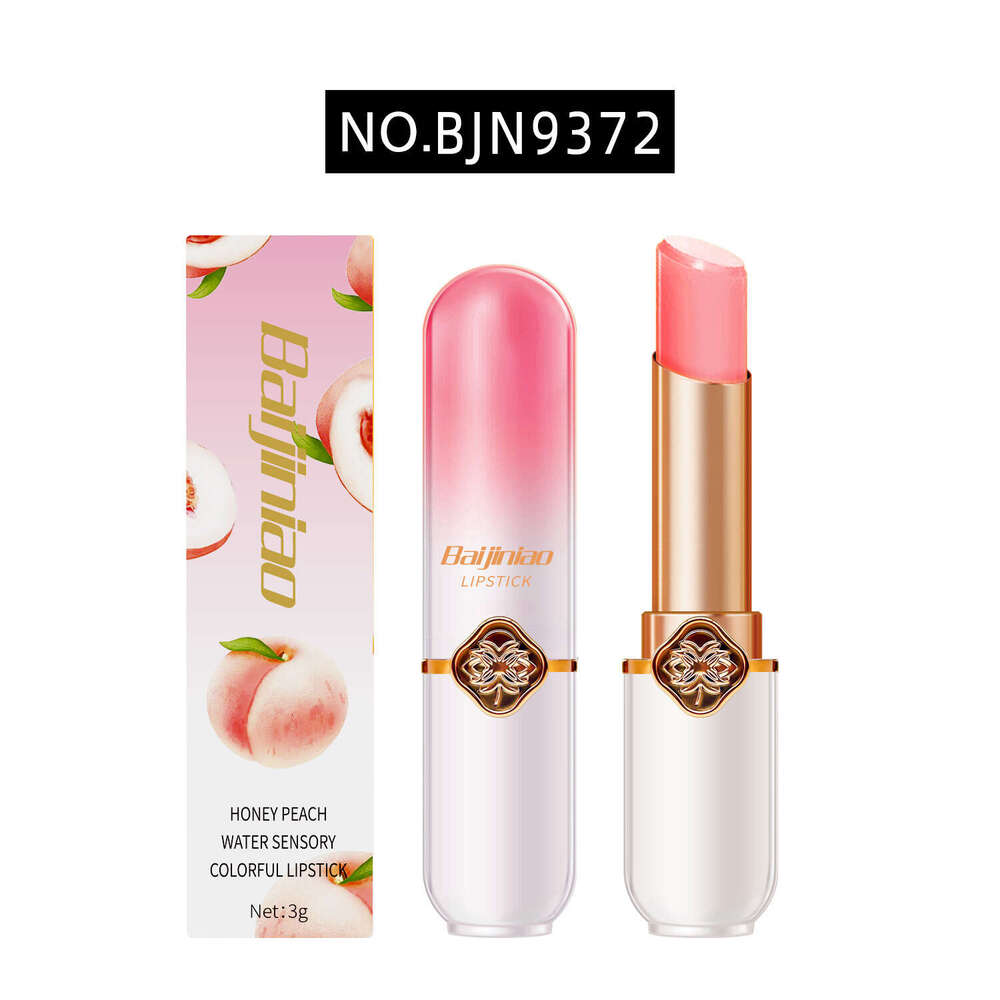 Cosmetic Peach Hydrating Moisturizing Nourishing Repairing Smooth Lipstick Base Color Changing Temperature Lip Balm Free shipping Free shipping
