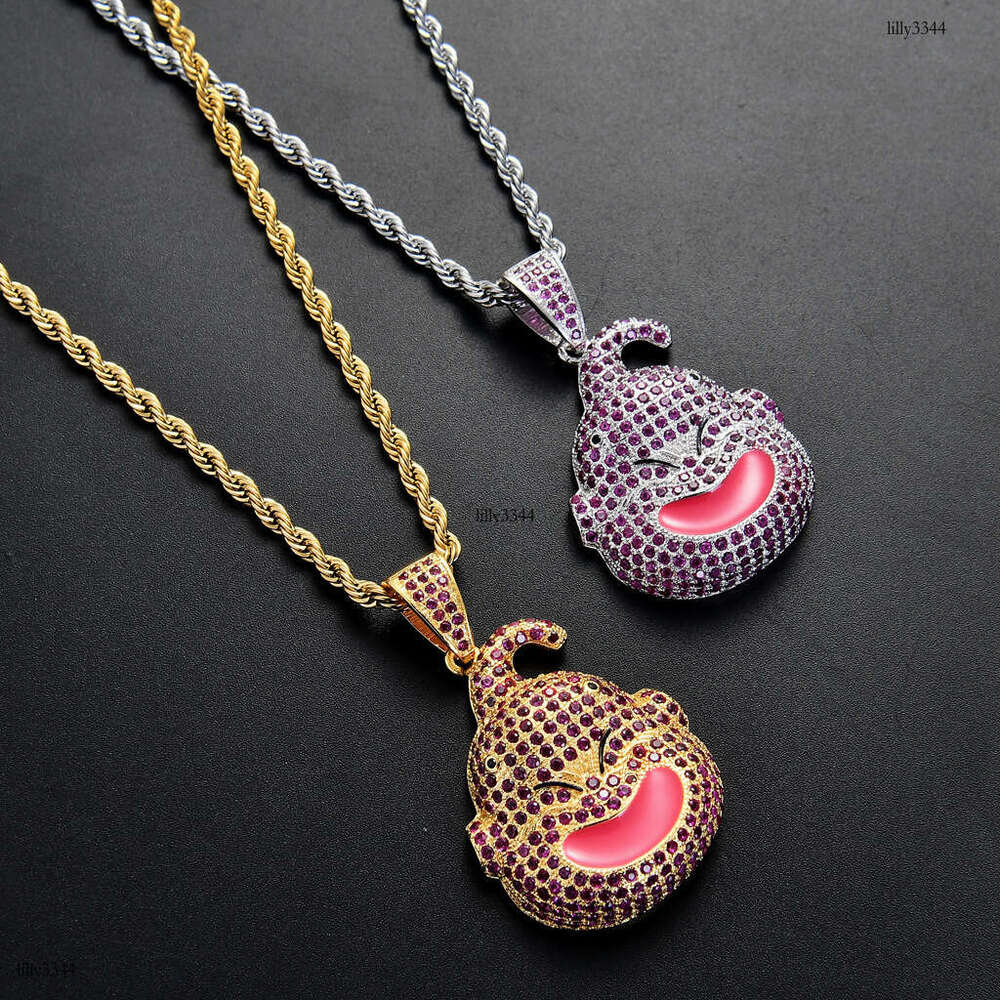 Dragon Ball Fat Buu Main Character Avatar Pendant Trendy Full Moissanite chain Colorful Necklace Hip-Hop Accessories