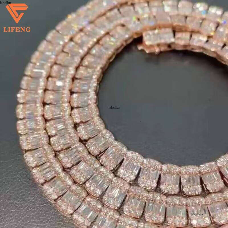 Lifeng jewelry Sier Hand Inlaid Moissanite Dia Hip Hop Jewelry Ice Out Rock Candy Chain Pendant Necklace