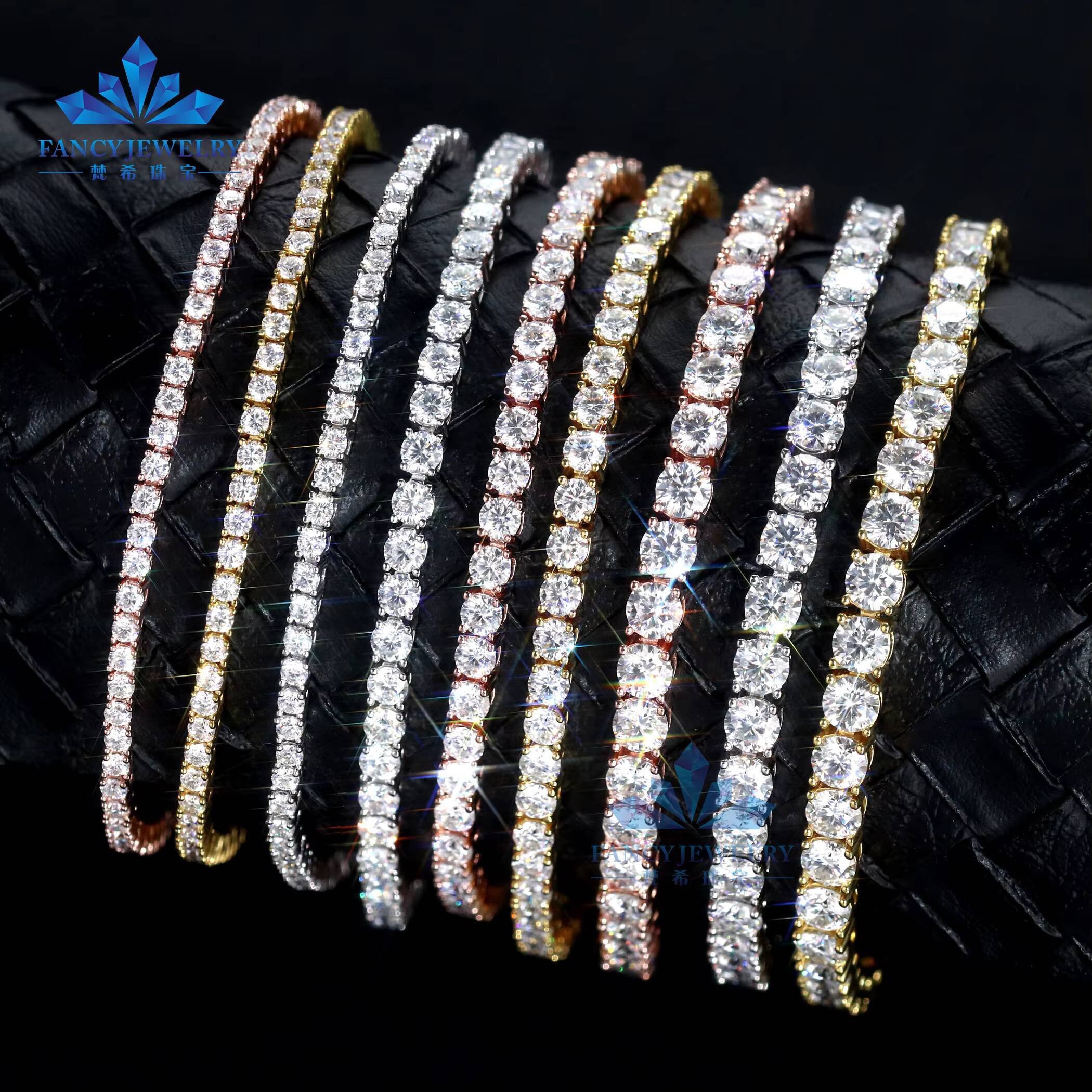 Diamond Tennis Bracelet 2mm 3mm 4mm 5mm Iced Out 925 Sterling Silver 18k Gold Plated Moissanite Tennis Chain Women