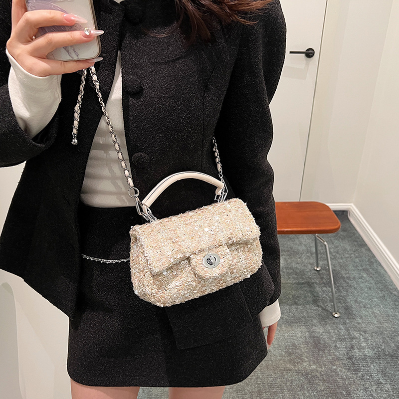 Women's Fashion Small Bag Luxury Bag Free Shipping Designer 2025 Autumn/winter Multifunctional New Fashion Wool Crossbody Bag With Chain Handle S