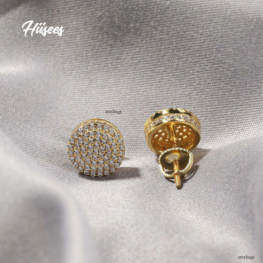 Hip-Hop Hot-Selling Sier Zircon Earrings Round Street Style Unisex Simple Jewelry