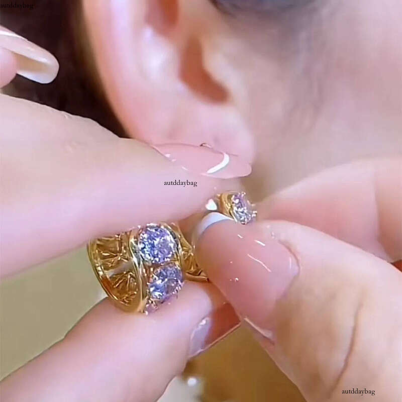 2024 Choucong Clip Earrings Sparkling Jewelry Sterling Sier 14K Gold Fill Round Cut Amethyst Moissanite Dia Party Elegant Women Earring Gift