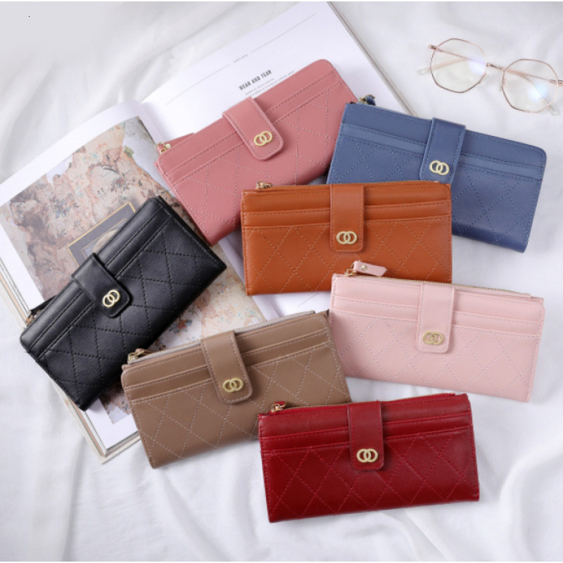 LENGRUI Buckle Vertical Women's Korean Style Multi-card Luxury Bag Slot Short Coin Purse Card Holder Small Wallet Zipper Fashion Handbag