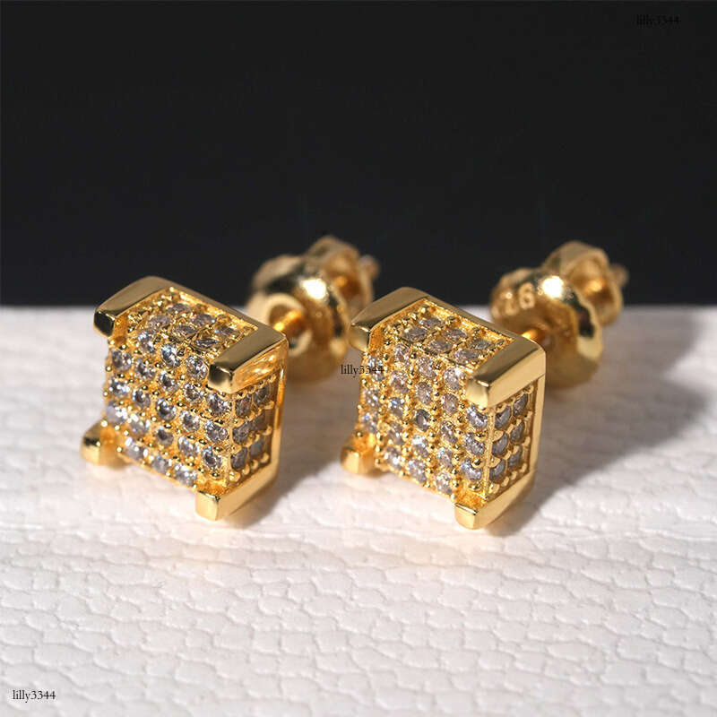 ICED OUT Wuzhou Moissanite Gold Plated Full Dia Classic Versatile Earrings