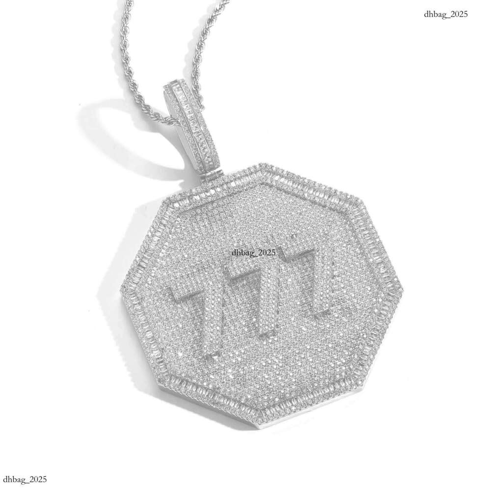 Letter Hip-Hop Octagon Large Combination Exaggerated Micro-Paved Full Moissanite chain Pendant Jewelry