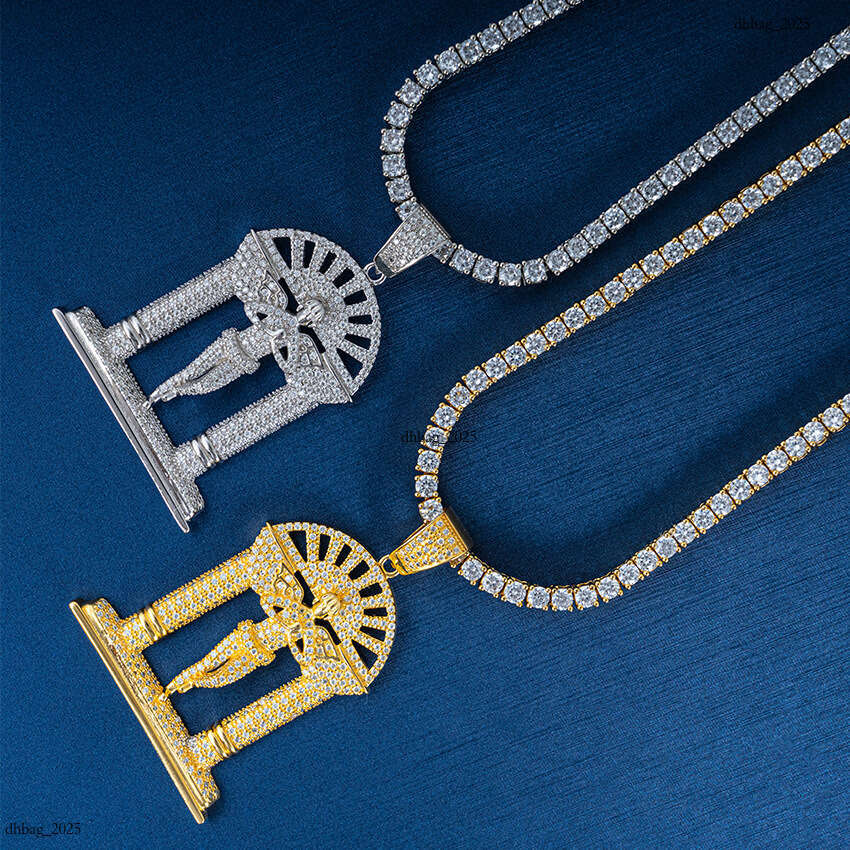 New Personality Angel Door Trendy Hip Hop Jewelry Full Inlaid Moissanite Pendant Necklace