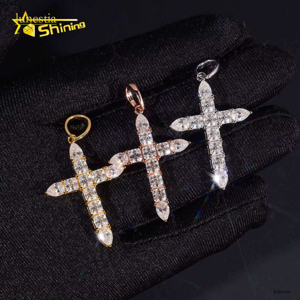 VVS Dia Iced Out Sier Hip HopJewelry Moissanite Custom Cross Pendant