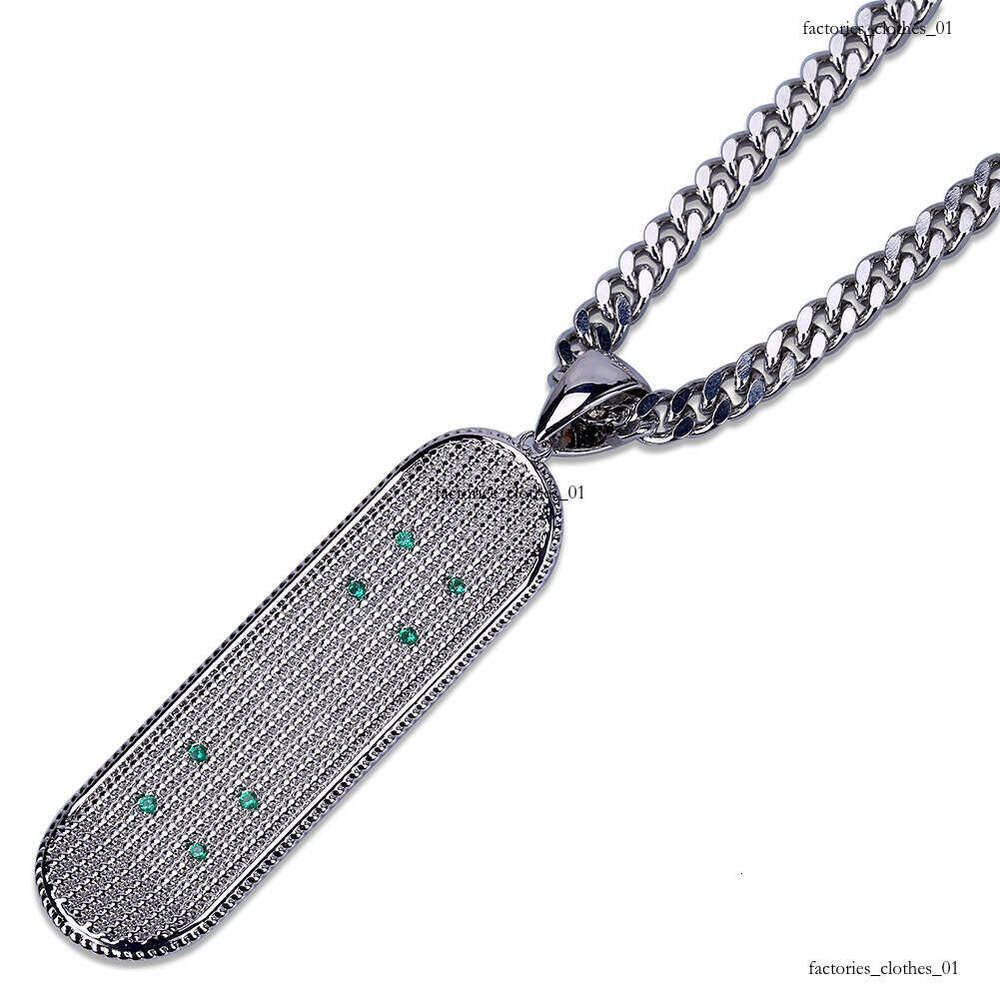 New Gold-Plated Micro-Inlaid Pendant Skateboard Hip-Hop Exaggerated Trendy Necklace
