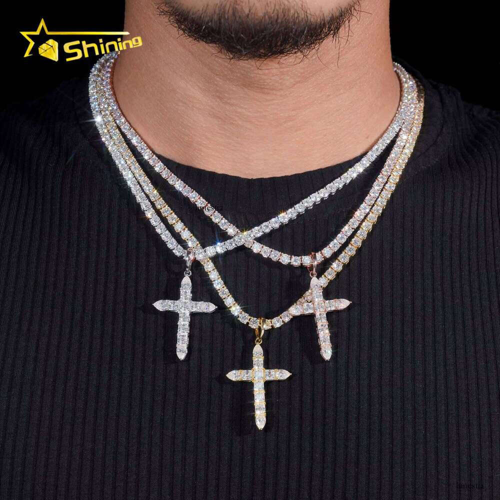 VVS Dia Iced Out Sier Hip HopJewelry Moissanite Custom Cross Pendant