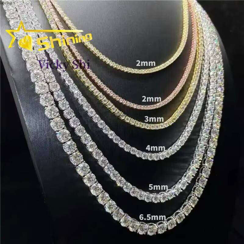 Wholesale Price Sier Pass Dia Tester 2Mm 3Mm 4Mm 5Mm 6.5Mm Moissanite Tennis Bracelet & Necklace