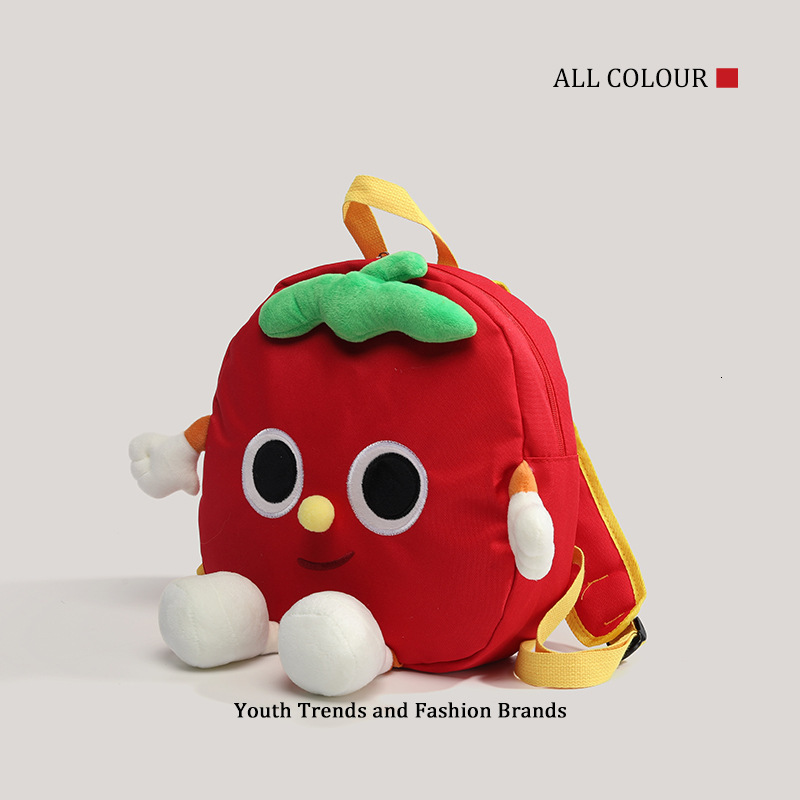 Red Tomato Cartoon Backpack Cute Versatile Soft Girl School Bag for Women ddmymoon