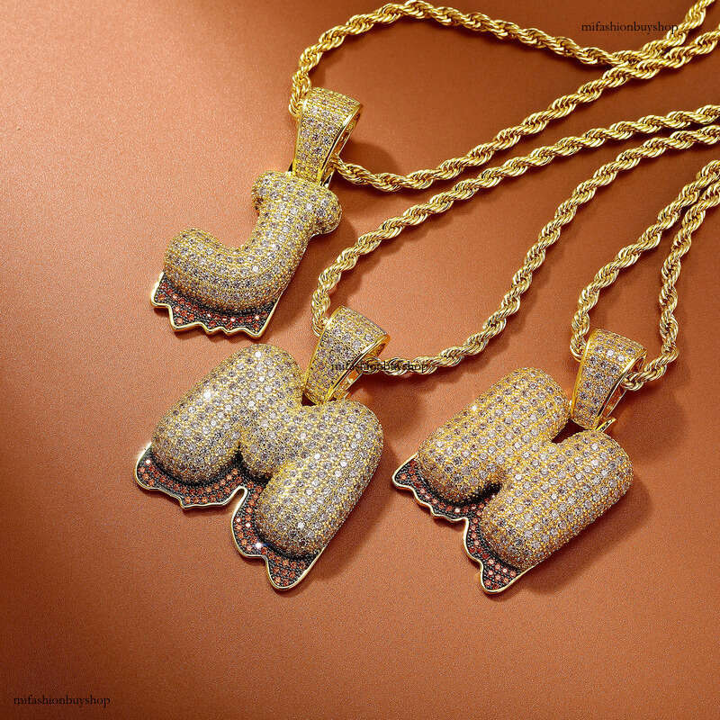 Hip Hop Personality Lava Rock English Letter Pendant DIY Splicing Micro Pave Moissanite chain Men's Trendy Necklace