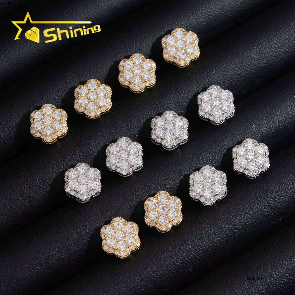 Jewelry Sterling Sier Dia Hip Hop Flower Earring VVS Moissanite Stud Earrings