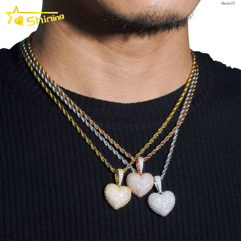 Ready to Ship Hip Hop Heart Iced Out Sterling Sier Dia Moissanite Pendant for Necklace