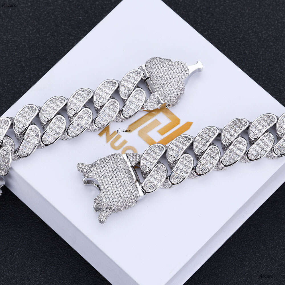 Hip Hop 18MM Three Row T Square Dia American Cuban Chain Men's Necklace Personality Trendy Jewelry