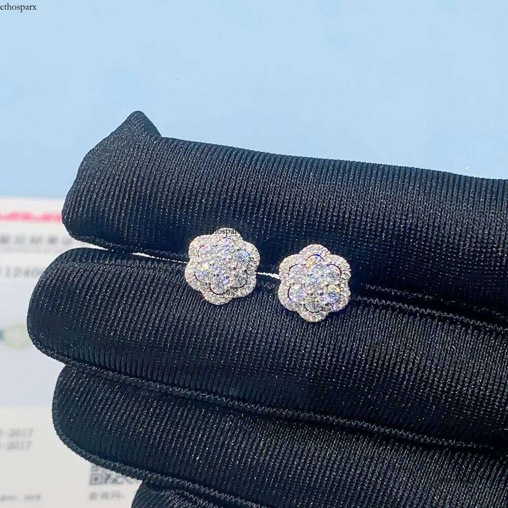 S Moissanite New Flower Earrings For Women Iced Out Ear Studs Pass Dias Tester Hip Hop Jewelry Free Shipping With GRA