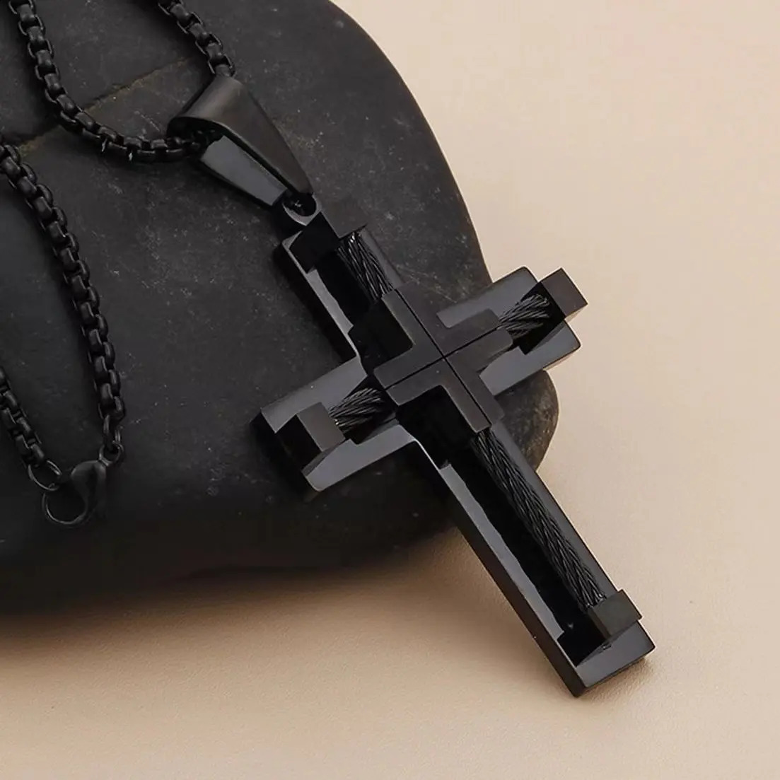 Arrival Stainless Steel Necklace For Men Vintage Cross Pendant Hip Hop Cool Pendant Necklace Chain Fashion Jewelry 250805