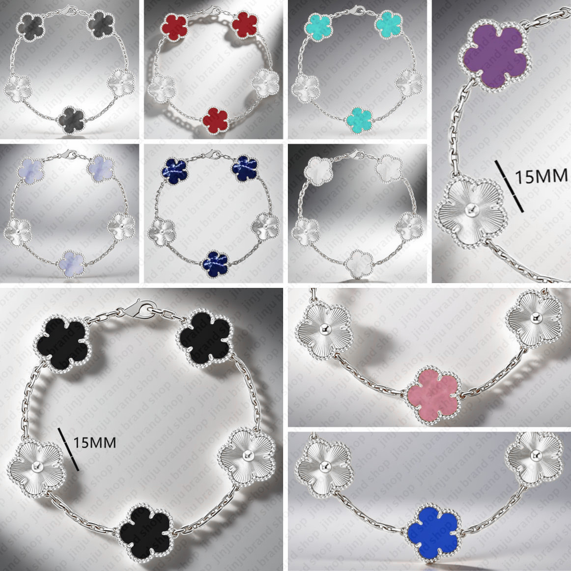 elegant silver bracelet designer jewelry women luxury bracelet Vintage Fashion bracelets 15mm clover bracelet high quality flower stainless steel bracelet gift
