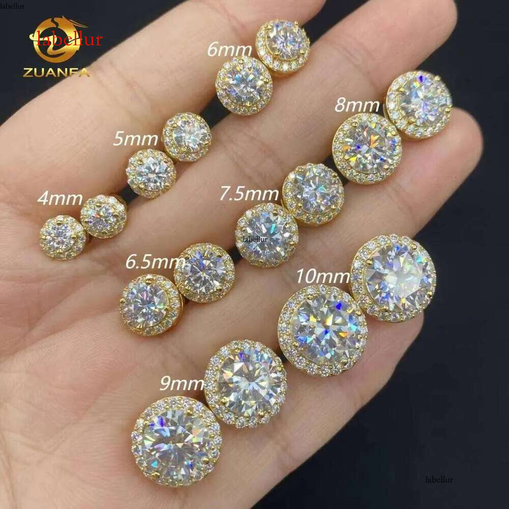 Fashion Style 5Mm 9Mm Sier Hip-Hop Iced Jewelry VVS Sparkling Earrings Unisex Gift