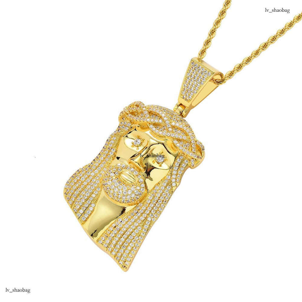 Necklace Men's Head Micro Paved Moissanite chain 92mm High Pendant Exaggerated Hip Hop Jewelry