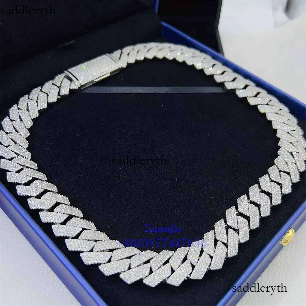Pass Tester VVS Dia Link Chain 15m18mm 20mm 4 Rows Hip Hop Jewelry Necklaces Moissanite Cuban Necklace 9d