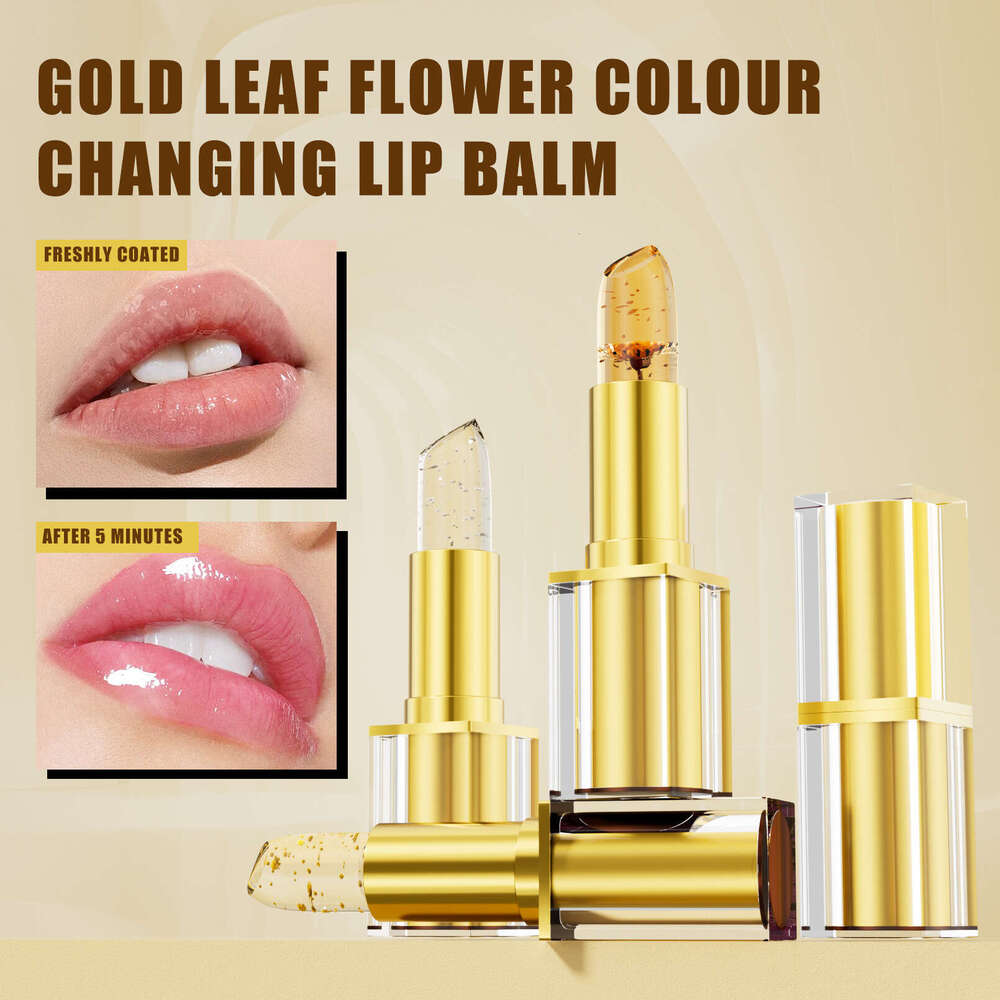 HelloKiss Moisturizing Care Gold Foil Color Lipstick Gentle Nourishing Fade Lines Temperature Changing Lip Balm Free shipping