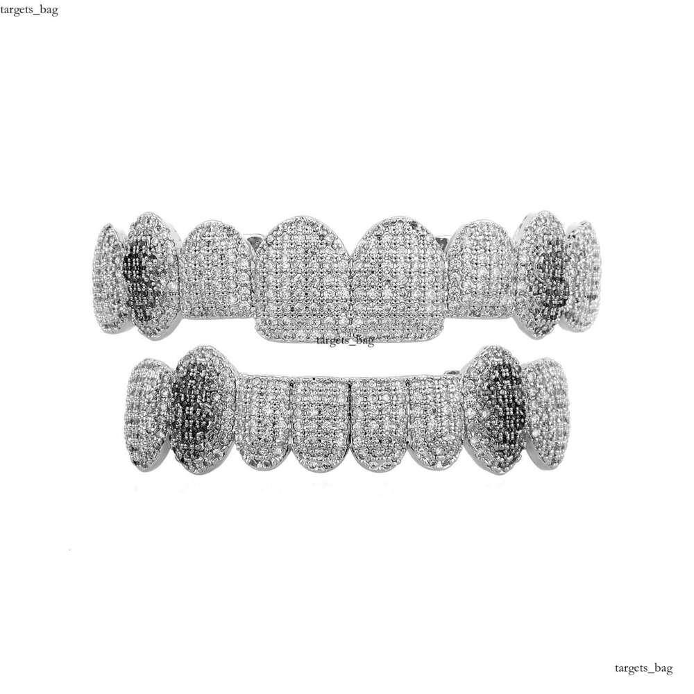 Hot Selling 8 Micro Paved Gold Teeth Full Zircon Cool Braces Rap Accessories Hip Hop Men Personality