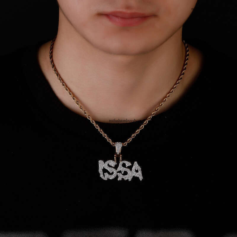 English Alphabet Full Dia Pendant Necklace for Men and Women, Trendy Ins Style