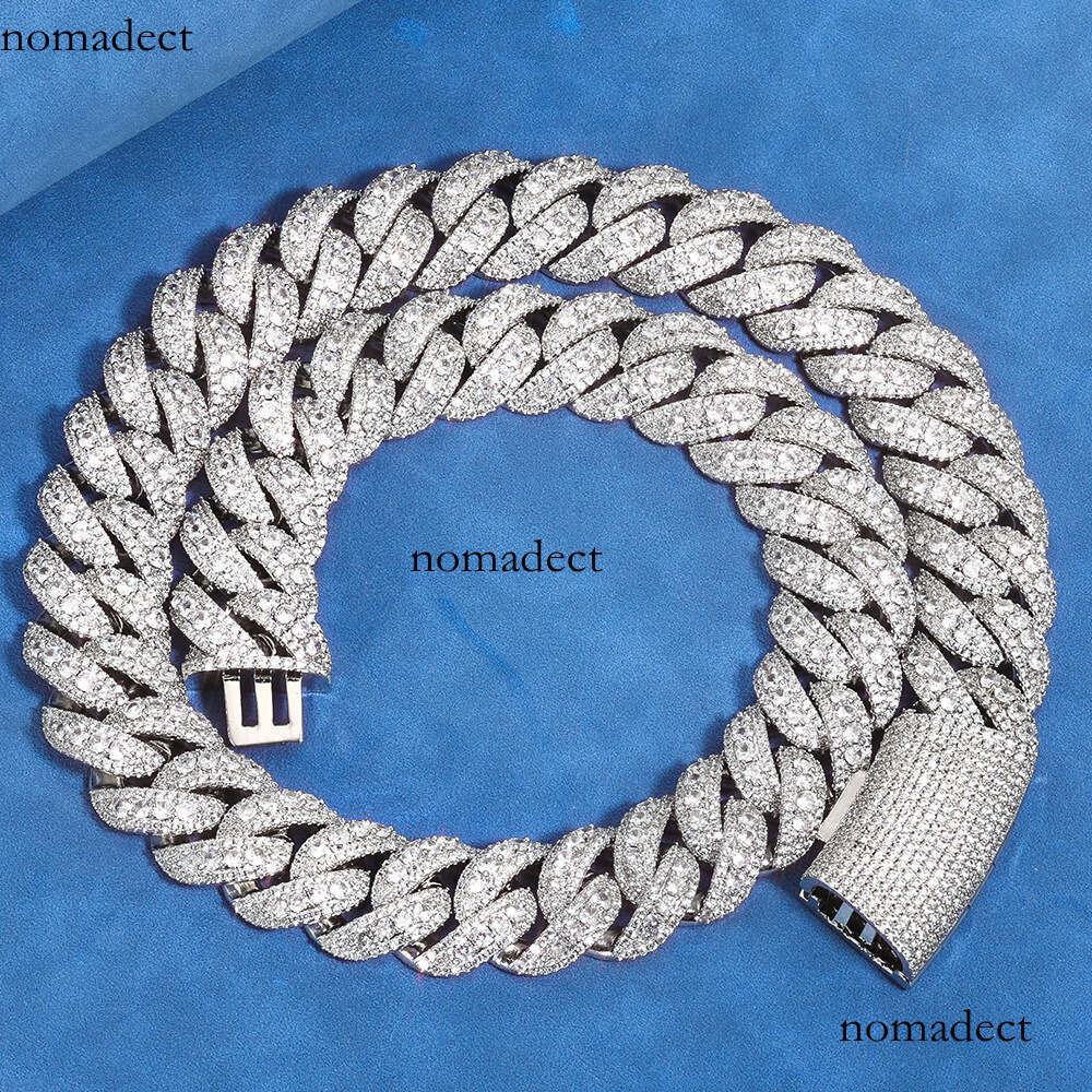 Hip Hop 22mmIced Out VVS Moissanite Bubble Necklace Jewelry Light Accessories Men's Cuban Chain
