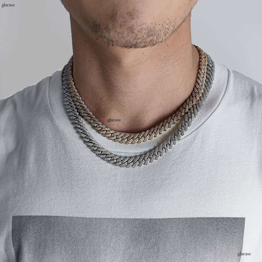 Moissanite chain 10mm Flip Clasp Full Dia Rhombus Cuban Chain Hip Hop Jewelry Men's Necklace