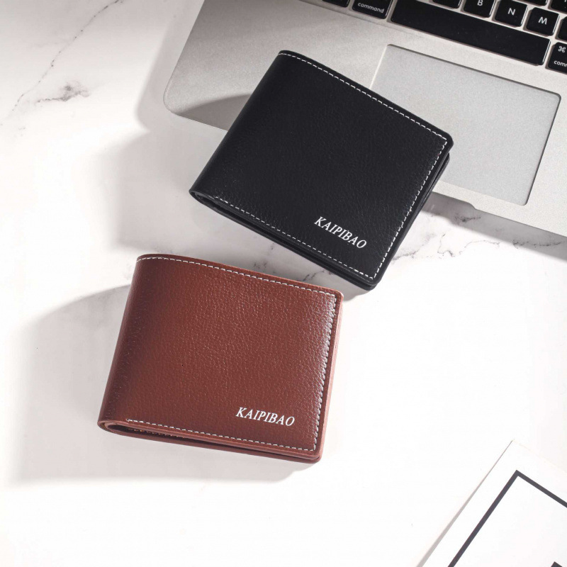 Cross-border Simple Short Men's High-end Wallet Ultra-light Soft Luxury Bag Leather Korean Style Lychee Pattern Wallet