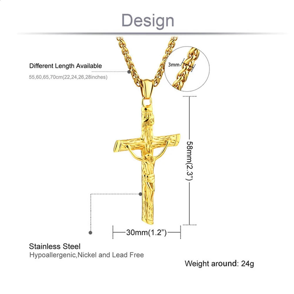 Diyalo Stainless Steel Crucifix Jesus Cross Pendant Necklace CSPB Exorcism St. Benedict Cross Necklace for Men Catholic Jewelry 250805