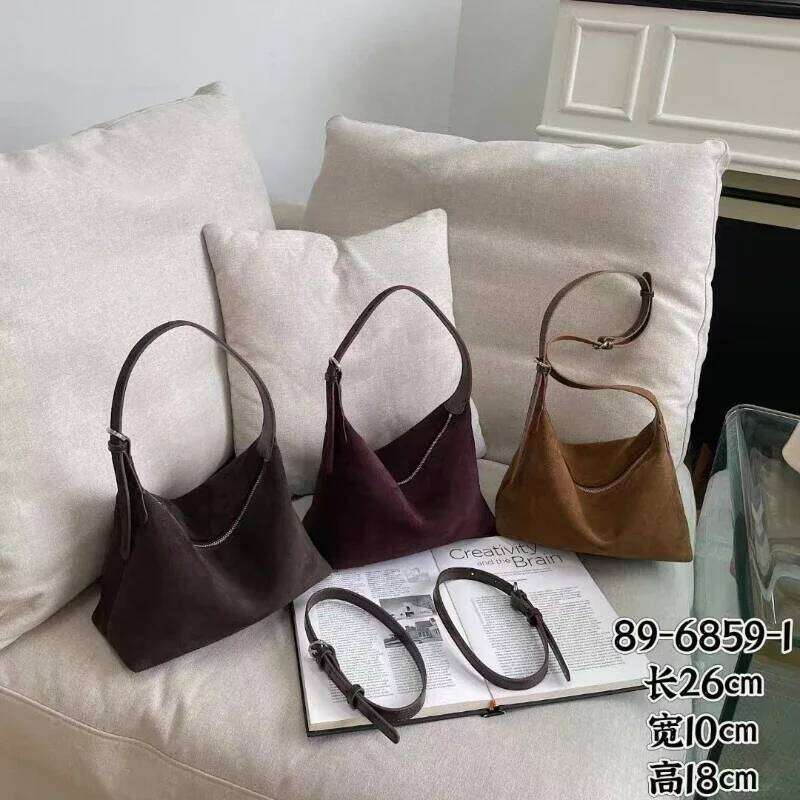 New Maroon Color Casual Shoulder Bag with Extend Strap Genuine Suede Cow Leather Women Handbag Soft