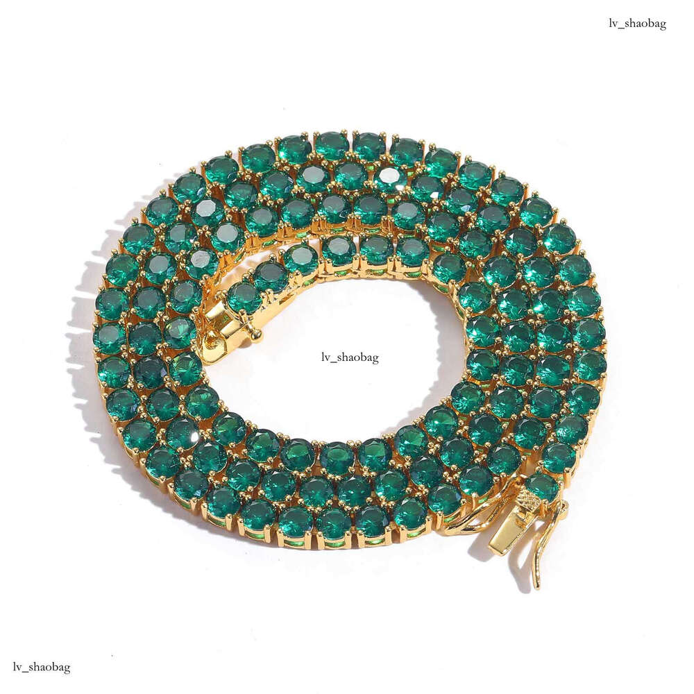 4mm Green Moissanite chain Simple Personality Unisex Tennis Chain Hip Hop Necklace