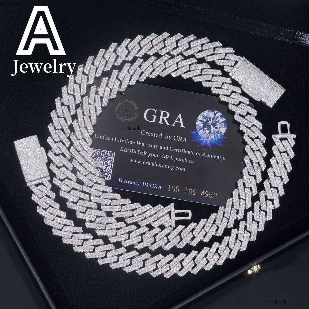 ced out Miami hip hop jewelry s moissanite dia link chain 12mm sharp cuban necklace bracelet