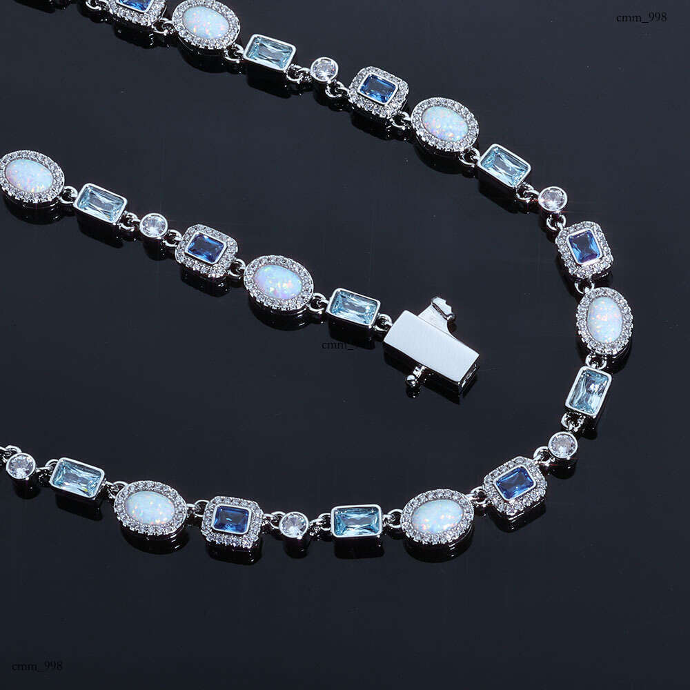 6mm Snap Blue Zircon Jewelry Chain Opal Bracelet Hip Hop Trendy Accessories