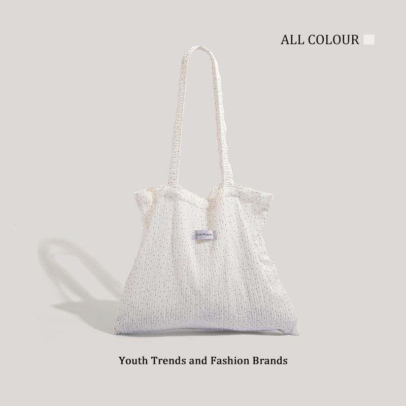 Polka Dot Female Student Korean Version Large Capacity Shoulder Lazy Style Tote Bag Versatile Handbag ddmymoon