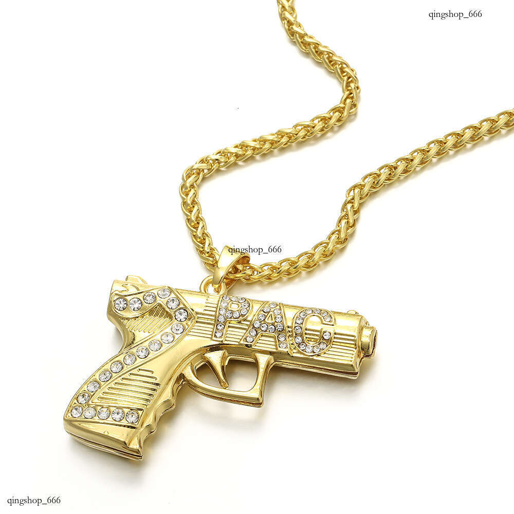 Gun Dia Number 2 PAC Letter Necklace Men's Exaggerated Hip-Hop Pendant