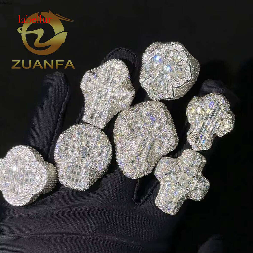Style Hot Sale Vvs Men Dia Rings Sier Ice Out Cross Moissanite Hip Hop Ring Collection