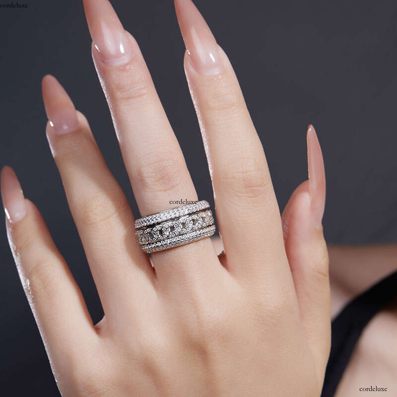 Hip Hop S Silver Inlaid Moissanite Rotatable Men's Real Gold Plated Fashion Personality Trendy Ring