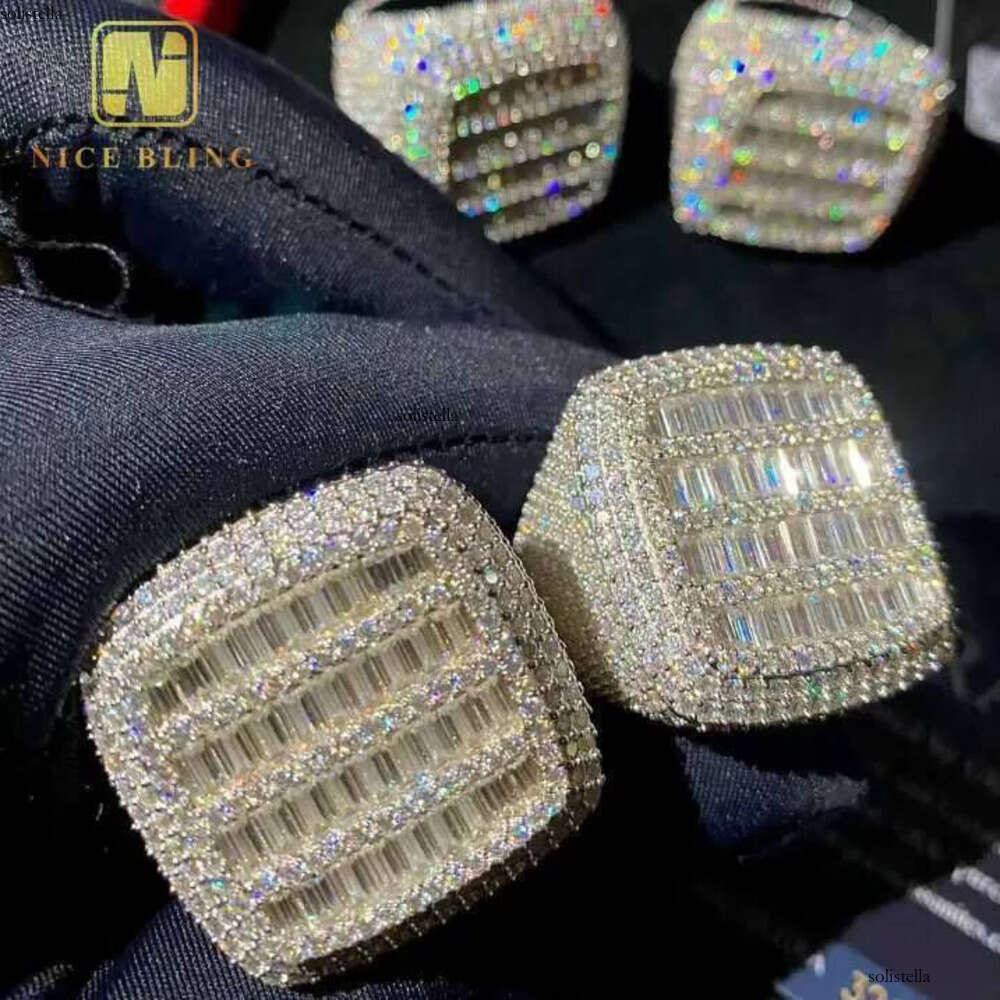 Fashion Ring Baguette Hip Hop Style Iced Out VVS Moissanite Jewelry Custom Sterling Sier Dia Rings Men Women