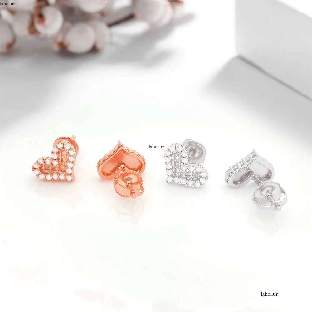 Ins2022 new mens and womens heart-shaped hip-hop jewelry VVSs pure sier with Mozambique earrings