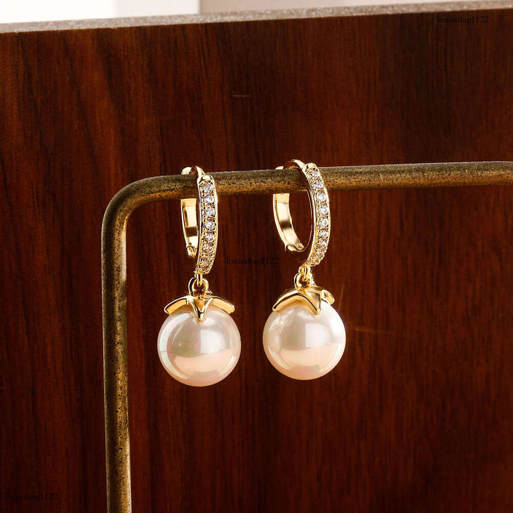 French Style Light Pearl for Women Versatile Micro Pave Zircon Drop Earrings Trendy Ear Jewelry
