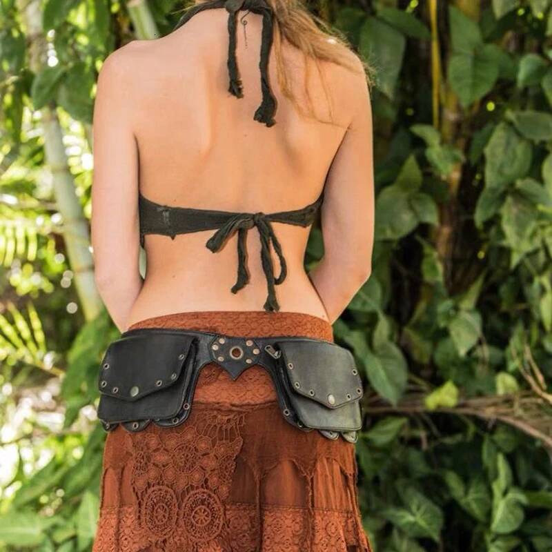 Medieval Pouch Steampunk Knight Pirate Costume Women Vintage Fanny Pack Viking Antique Leather Wallet Bohemian Hip Belt Bag