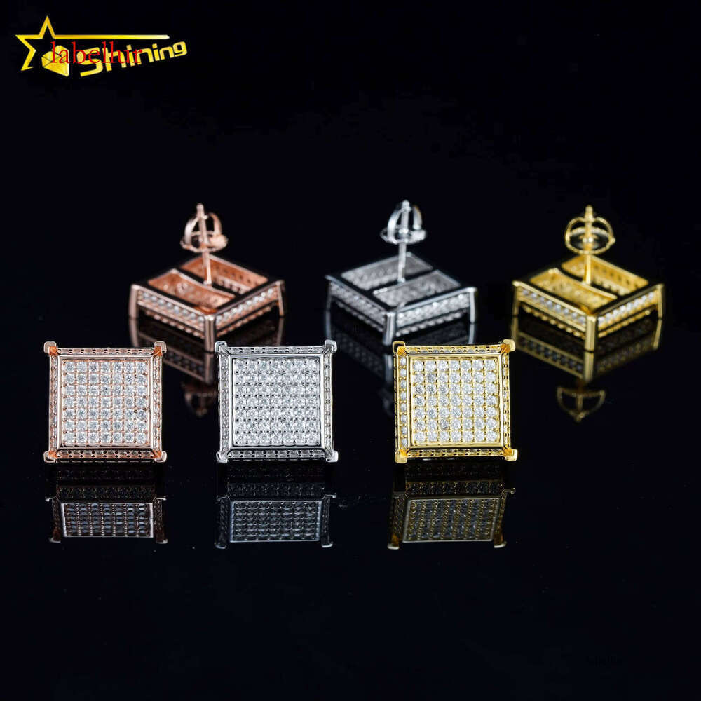 Ready to Ship Pass Dia Tester GRA Certified Sterling Sier Hip Hop Jewelry VVS D Color Moissanite Stud Earrings Mens