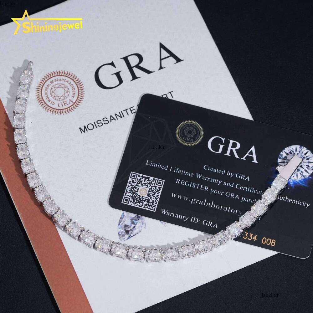 New Design Sier VVS Tennis Women's Boutique Jewelry Asscher Cut Silicon Bracelet Tester Approved