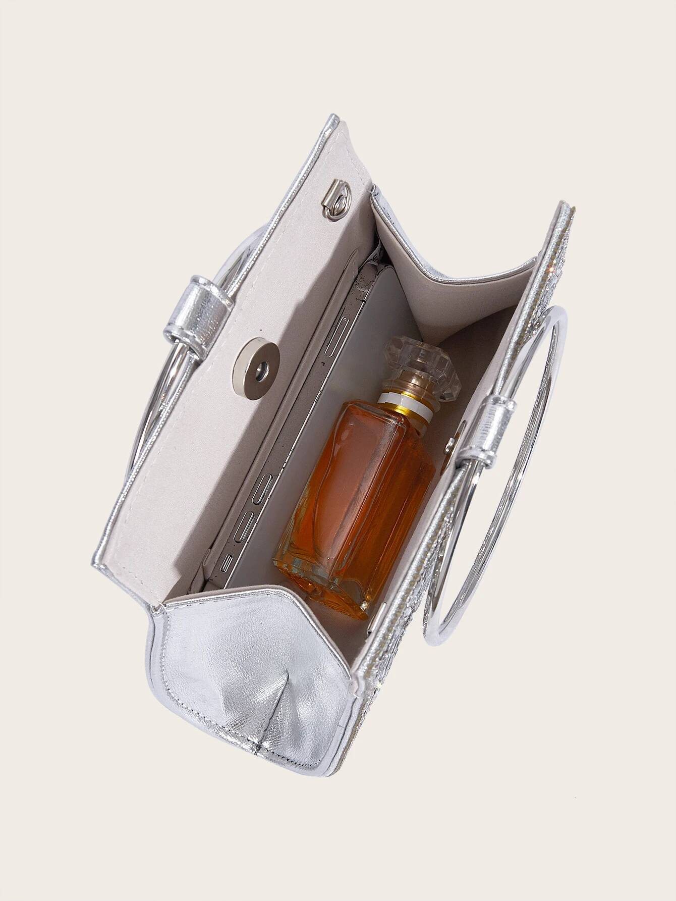Banquet Wedding Fashion Handbag Sier Artificial Leather Handmade Dia Chain Bag for Women high-quality